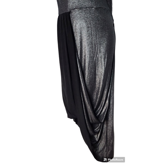 BCBGMaxAzria Silver Dust Gray Drape Stretchy Dress S - Picture 3 of 5